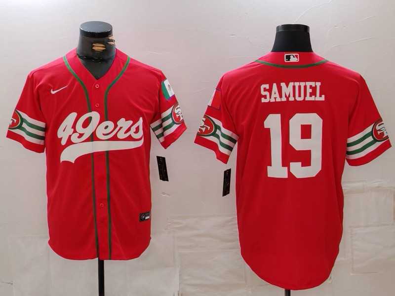 Mens San Francisco 49ers #19 Deebo Samuel Red Mexico Cool Base Stitched Baseball Jersey